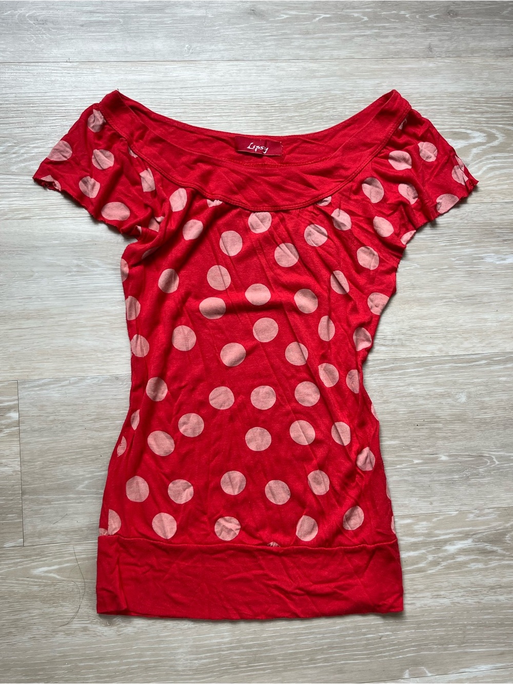 Vintage Lipsy Red Polka Dot Off-Shoulder